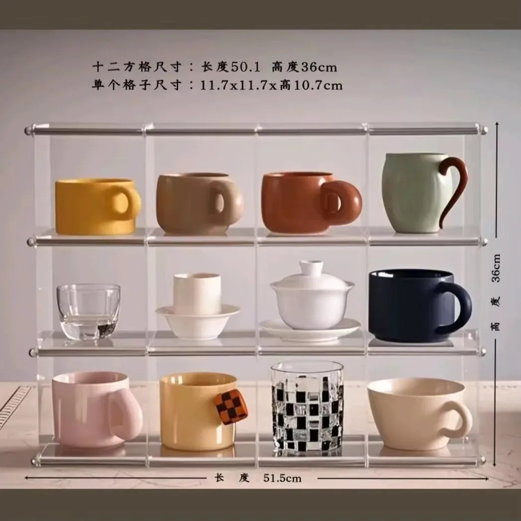 Clear Acrylic Mug & Tea Display Rack