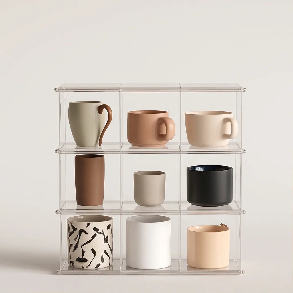 Clear Acrylic Mug & Tea Display Rack
